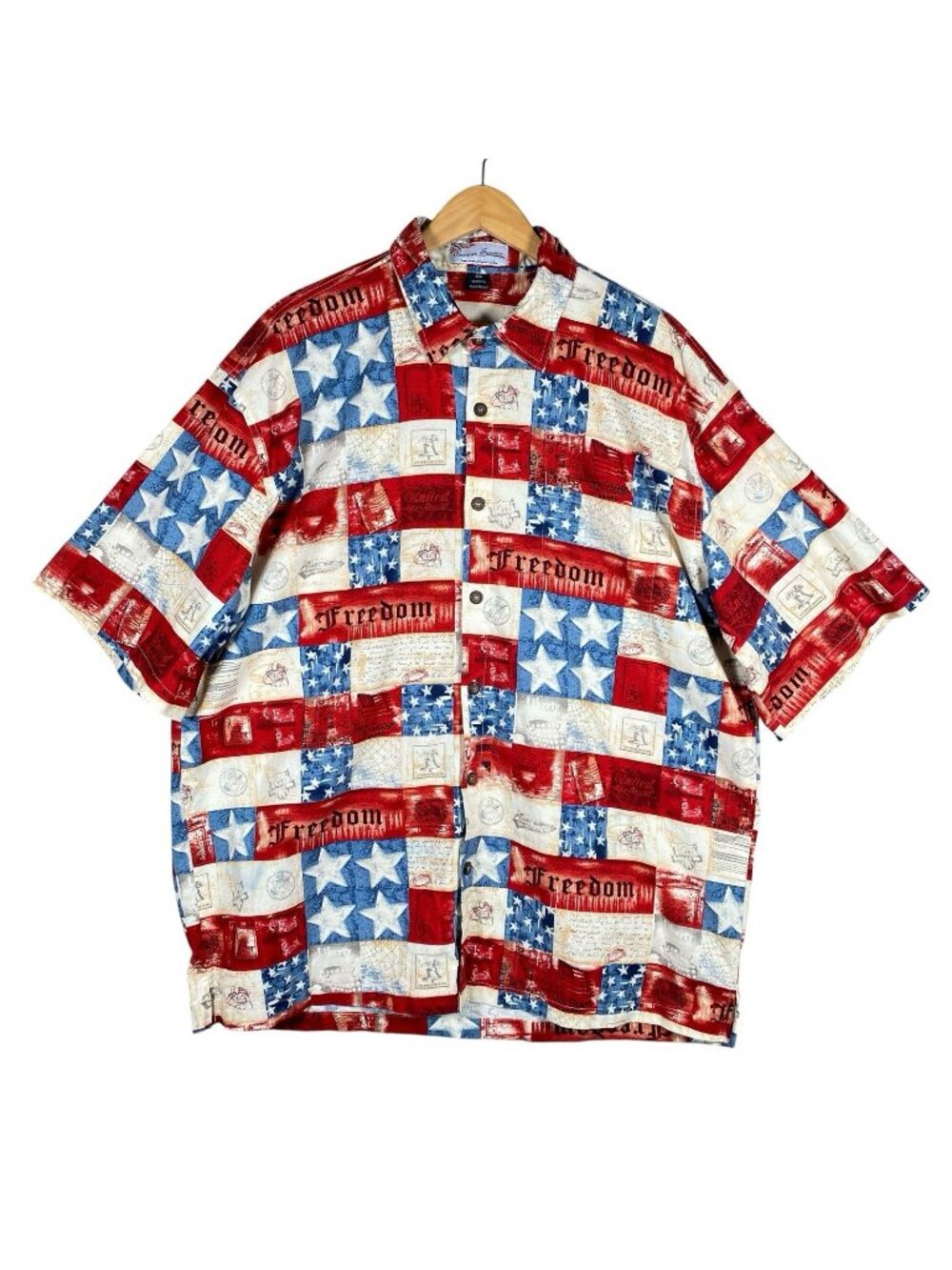 American Summer Flag Shirt Men 3XL Patriotic USA Freedom July 4th All Over Print
